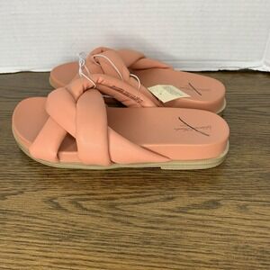 Universal Thread Women's Cosette Padded Twist Strap Slide Sandals in Coral
